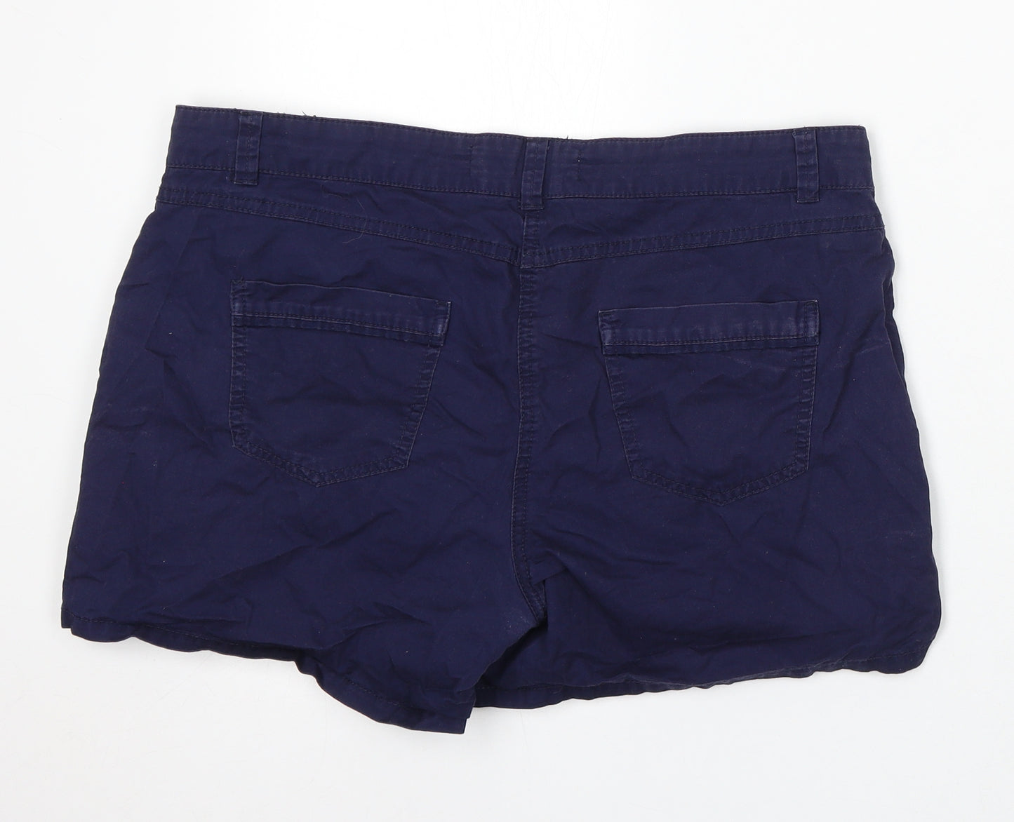 New Look Womens Blue Cotton Chino Shorts Size 14 L5 in Regular Button