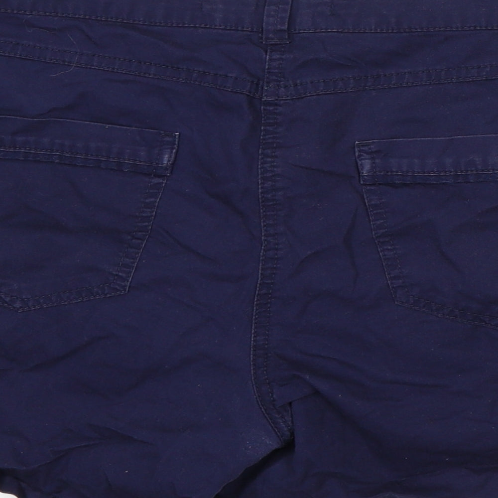 New Look Womens Blue Cotton Chino Shorts Size 14 L5 in Regular Button