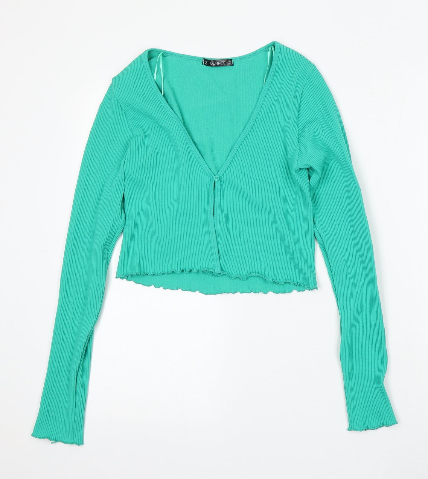 Dunnes Stores Womens Green V-Neck Polyamide Cardigan Jumper Size M