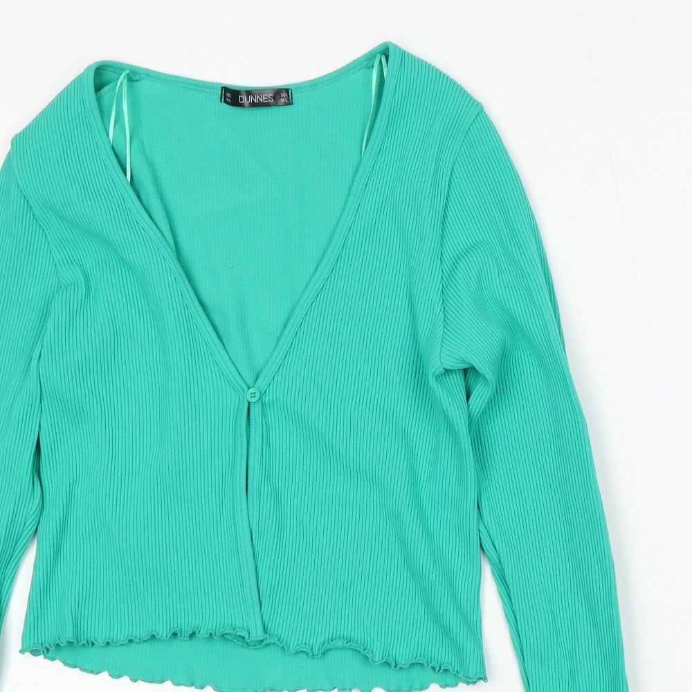 Dunnes Stores Womens Green V-Neck Polyamide Cardigan Jumper Size M