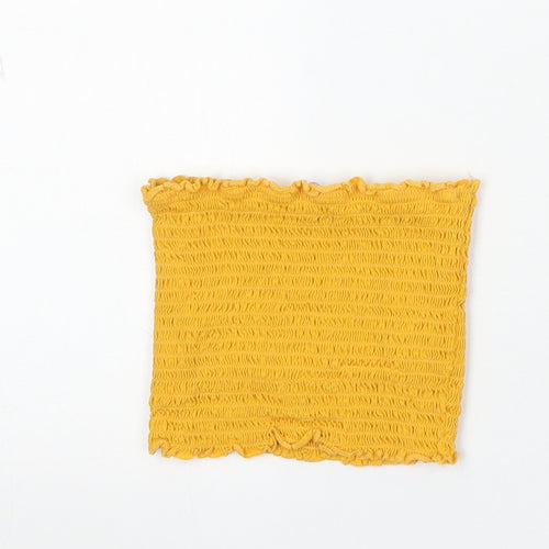 Candy Couture Girls Yellow Cotton Basic Tank Size 16 Years Square Neck