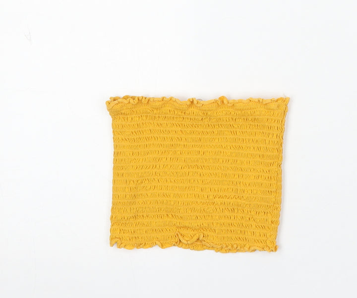 Candy Couture Girls Yellow Cotton Basic Tank Size 16 Years Square Neck