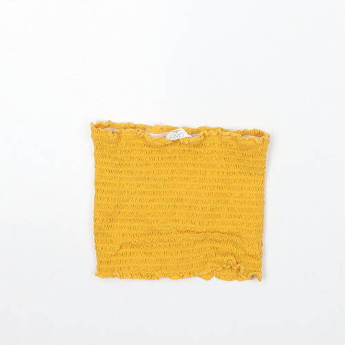 Candy Couture Girls Yellow Cotton Basic Tank Size 16 Years Square Neck
