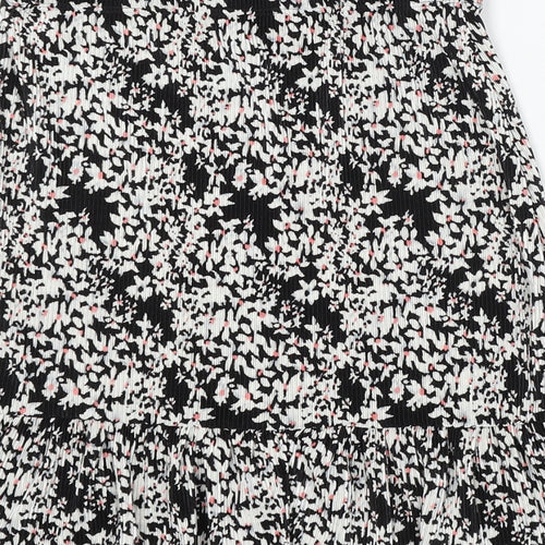Miss Selfridge Womens Black Floral Viscose Skater Skirt Size 8