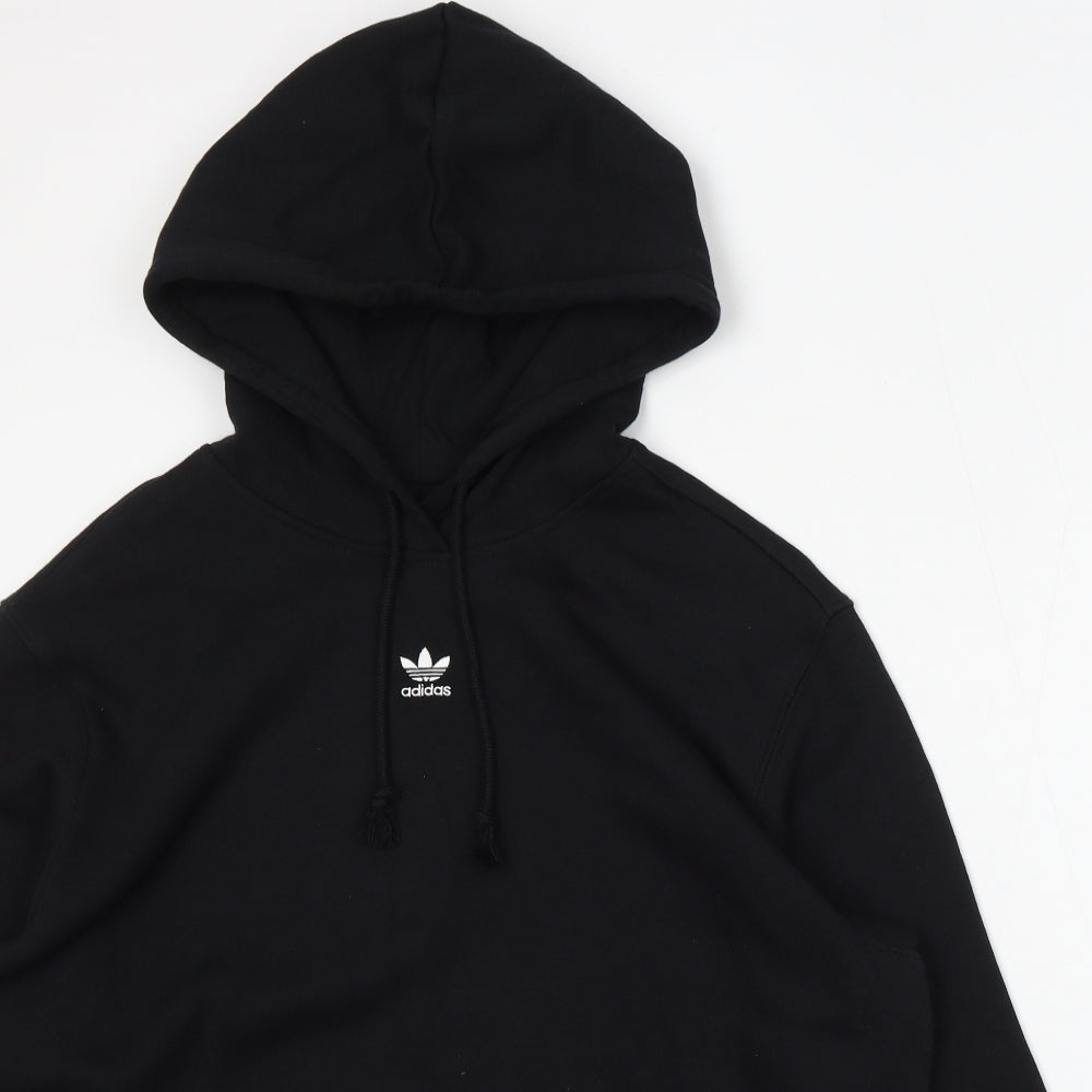 adidas Womens Black Cotton Pullover Hoodie Size 22 Drawstring