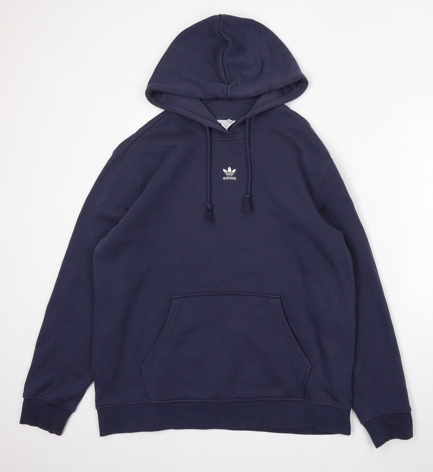 adidas Womens Blue Cotton Pullover Hoodie Size 22 Drawstring