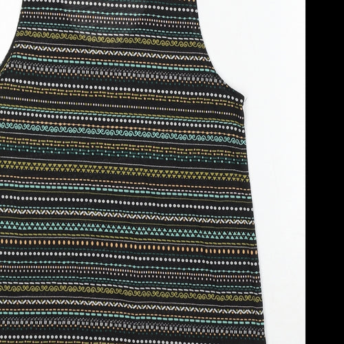 H&M Womens Black Geometric Polyester Basic Tank Size S Round Neck