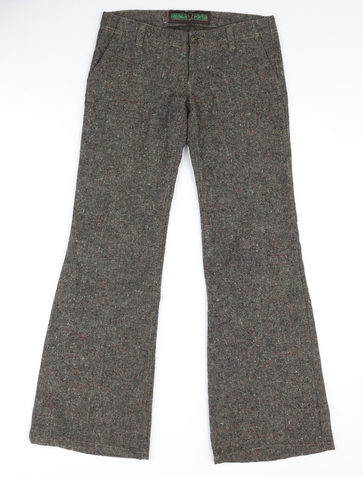 FREEMAN T. PORTER Womens Brown Wool Trousers Size S L30.5 in Regular Zip
