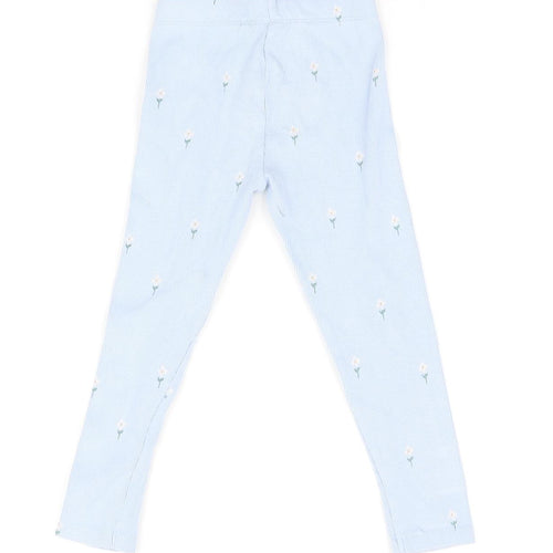 NEXT Girls Blue Floral Cotton Jogger Trousers Size 3-4 Years Slim - Leggings