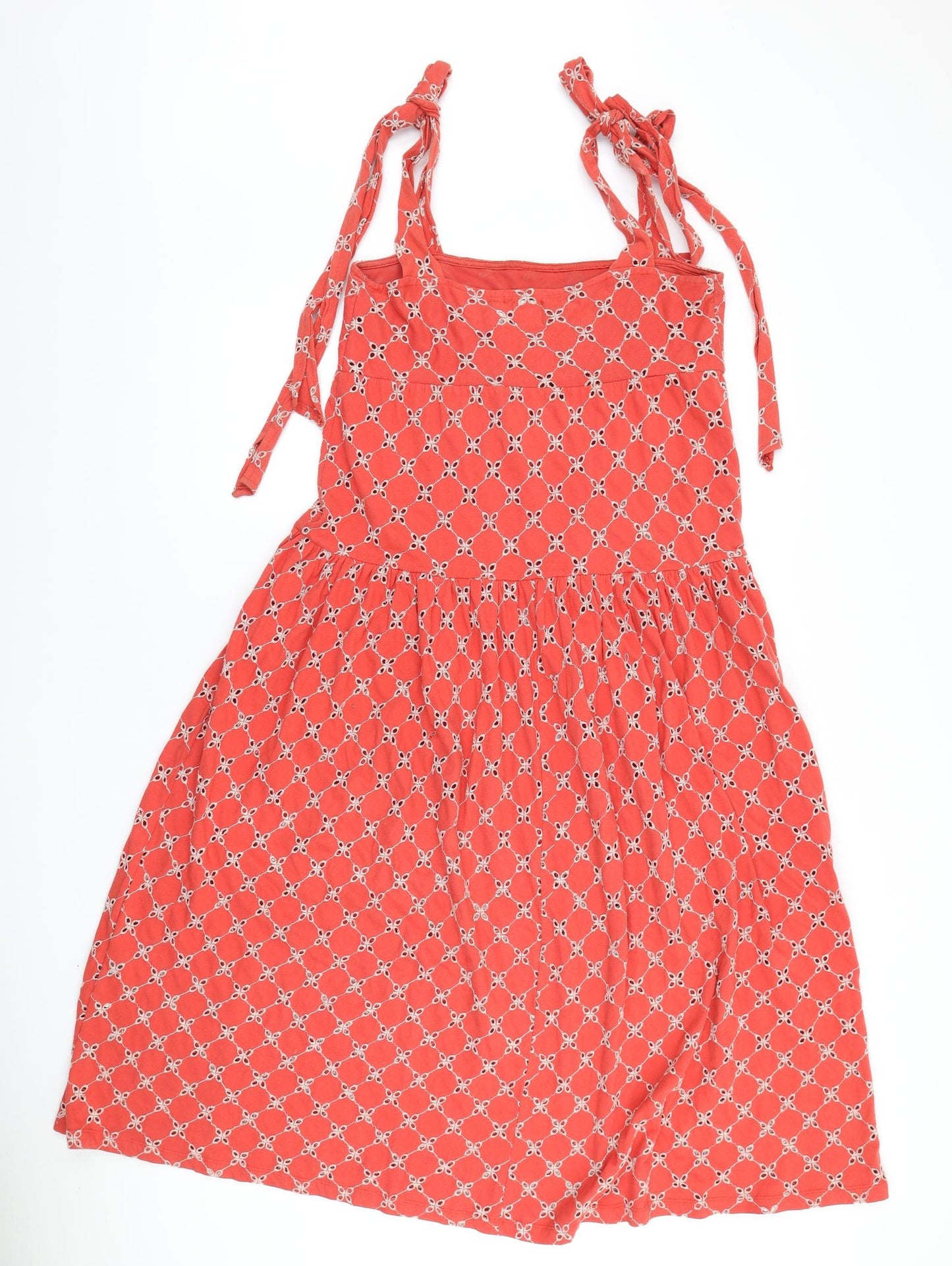 ASOS Womens Orange Floral 100% Cotton A-Line Size 8 Square Neck - Bow detail
