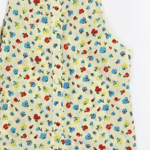 Exhibit Womens Yellow Floral Polyester Tunic Blouse Size 12 Round Neck