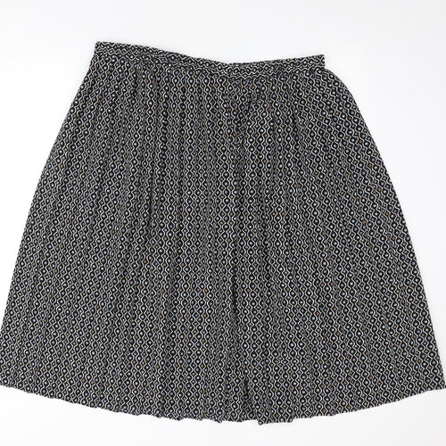Bonmarché Womens Black Geometric Polyester Skater Skirt Size XL - Elasticated waist