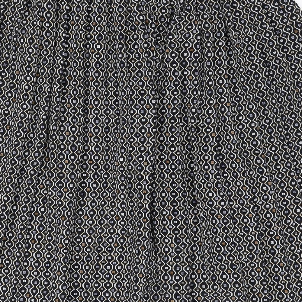 Bonmarché Womens Black Geometric Polyester Skater Skirt Size XL - Elasticated waist