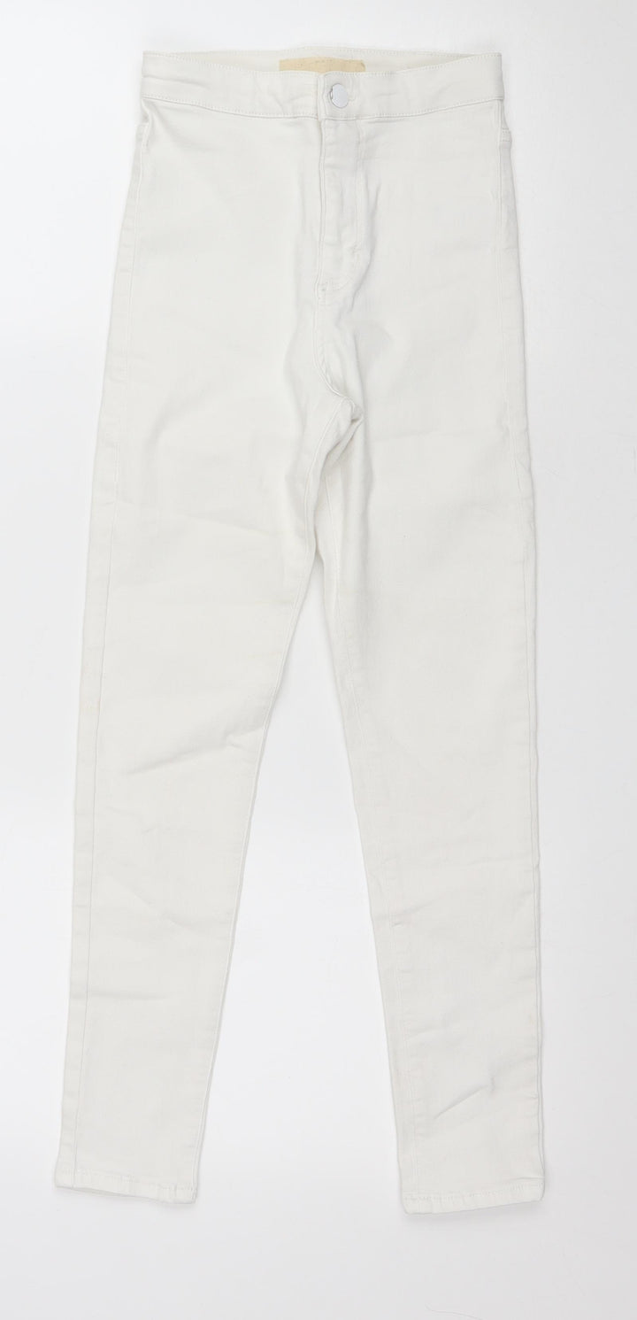 Topshop Womens White Cotton Skinny Jeans Size 6 L24 in Regular Zip