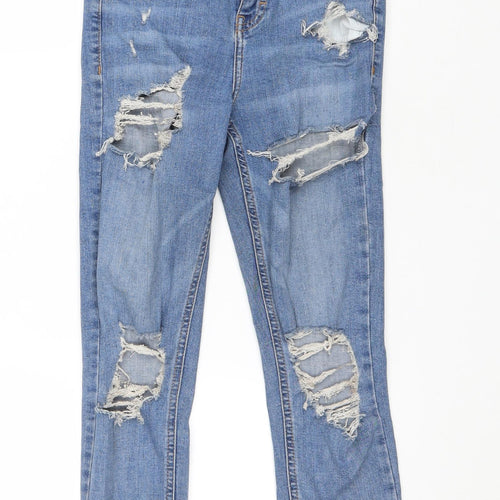 Topshop Womens Blue Cotton Skinny Jeans Size 8 L24 in Regular Zip