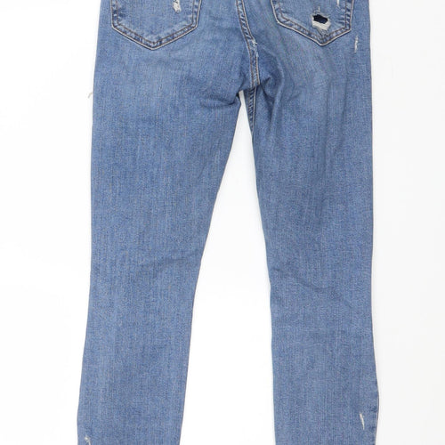 Topshop Womens Blue Cotton Skinny Jeans Size 8 L24 in Regular Zip