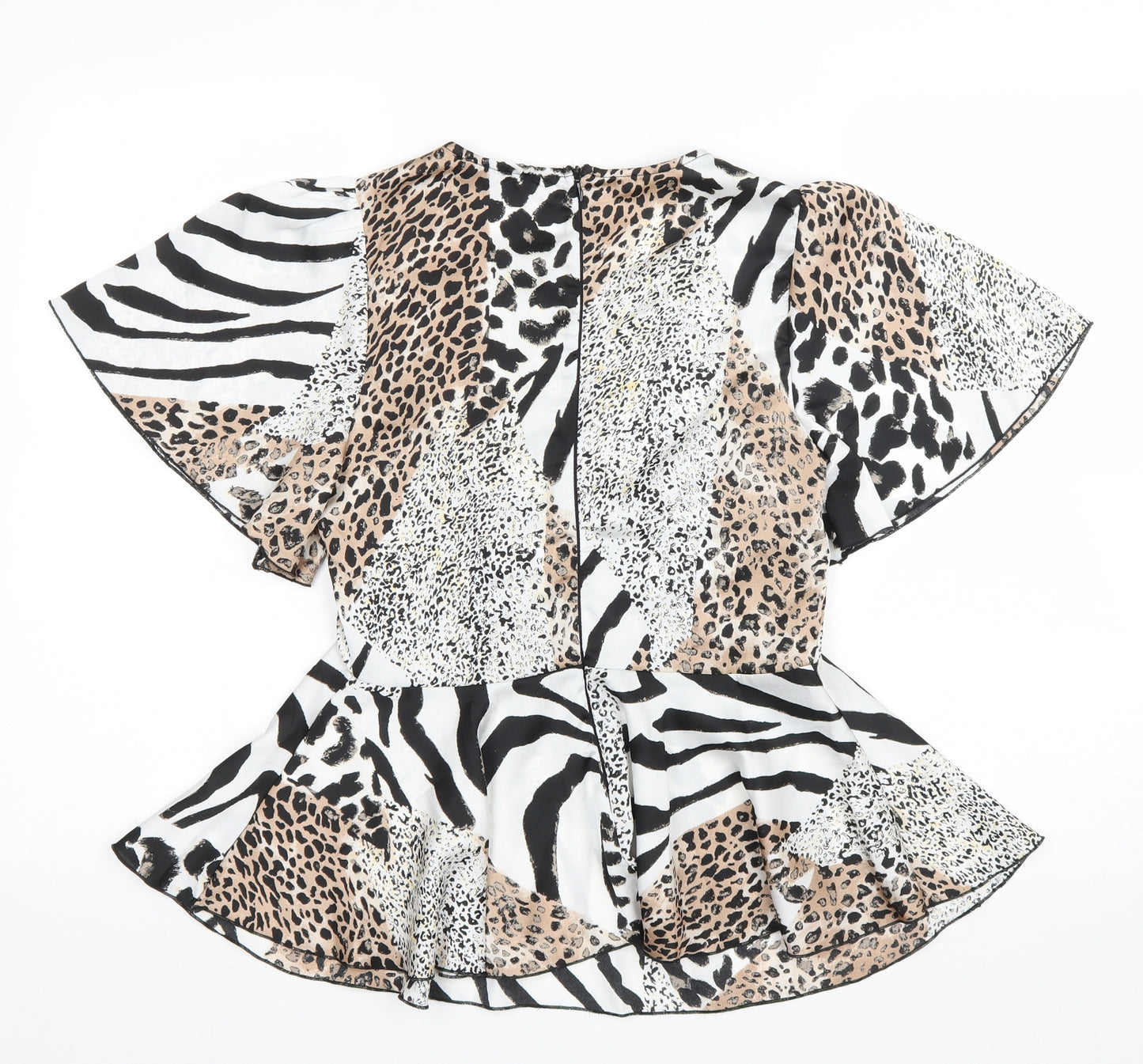 GIRL IN MIND Womens Multicoloured Animal Print Polyester Basic T-Shirt Size 6 Round Neck