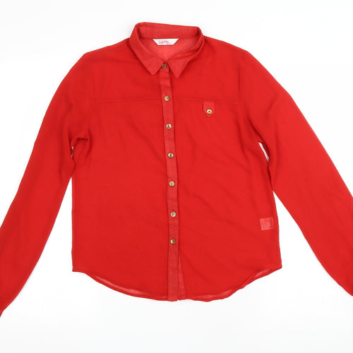Sophie Girls Red Polyester Basic Button-Up Size 14-15 Years Collared Button