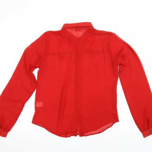 Sophie Girls Red Polyester Basic Button-Up Size 14-15 Years Collared Button