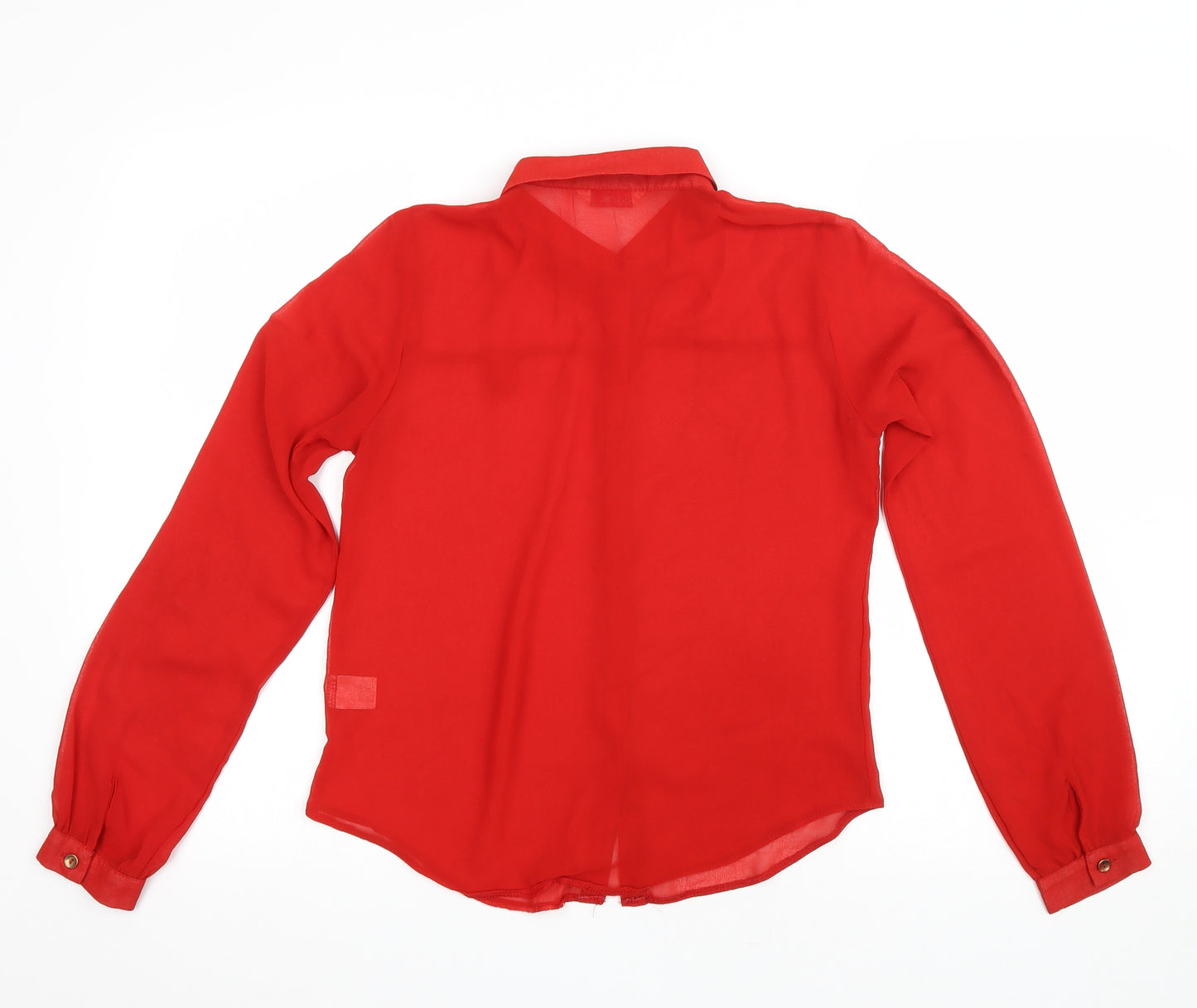 Sophie Girls Red Polyester Basic Button-Up Size 14-15 Years Collared Button