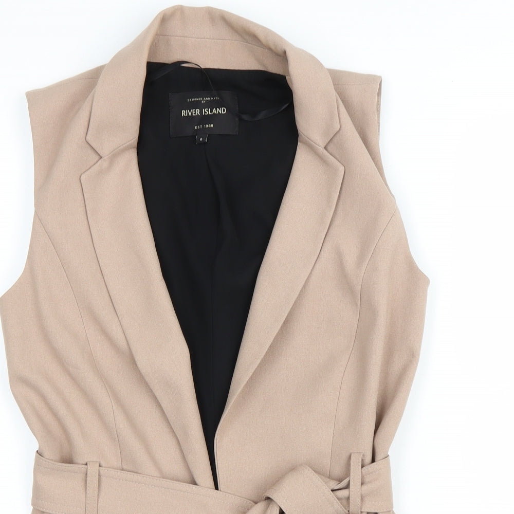 Rivewr Island Womens Beige Jacket Blazer Size 6 Tie
