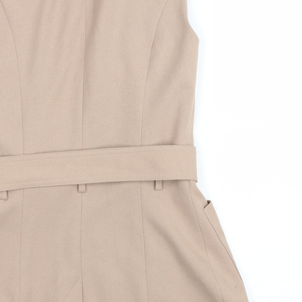 Rivewr Island Womens Beige Jacket Blazer Size 6 Tie
