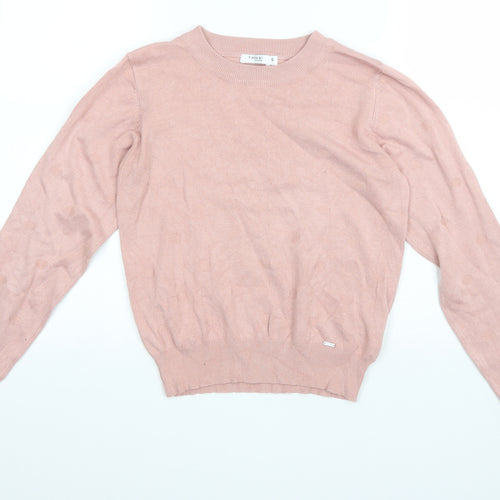 Tiffosi Womens Pink Round Neck Polka Dot Viscose Pullover Jumper Size 6
