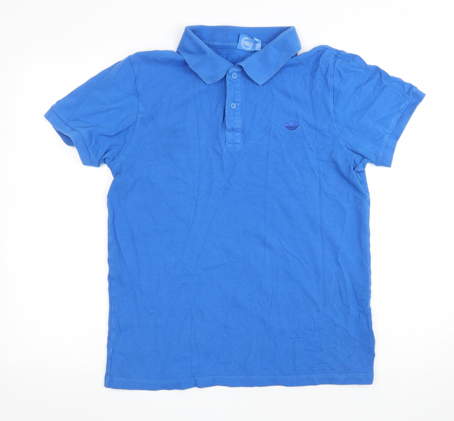 adidas Mens Blue Cotton T-Shirt Size L Collared