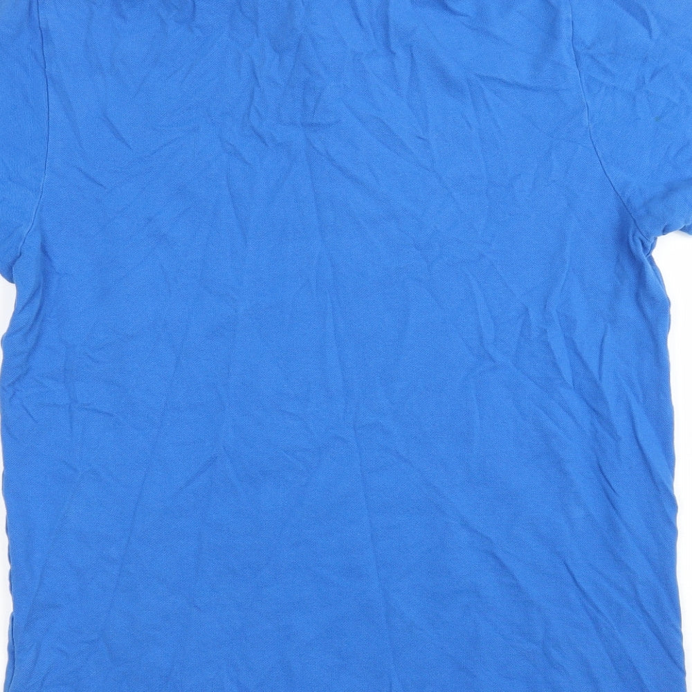 adidas Mens Blue Cotton T-Shirt Size L Collared