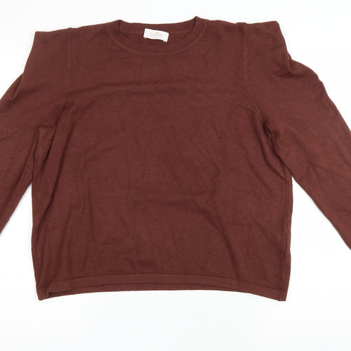 LOKITA Womens Brown Round Neck Viscose Pullover Jumper Size L