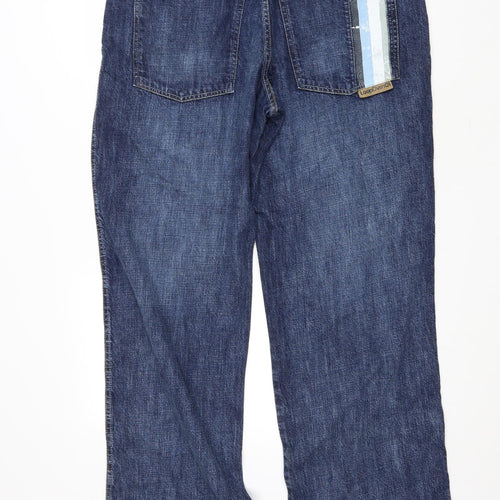 Loop Mens Blue Cotton Wide-Leg Jeans Size 2XL L34 in Regular Zip