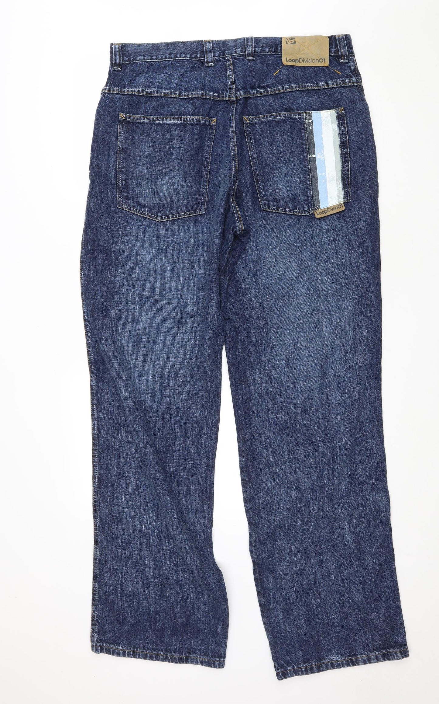 Loop Mens Blue Cotton Wide-Leg Jeans Size 2XL L34 in Regular Zip
