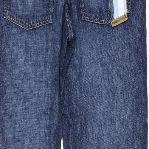 Loop Mens Blue Cotton Wide-Leg Jeans Size 2XL L34 in Regular Zip