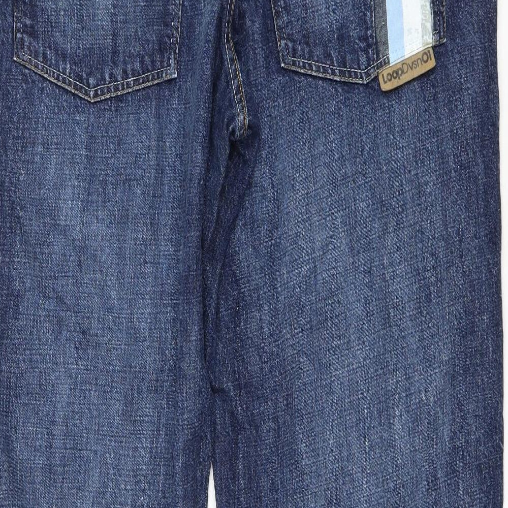 Loop Mens Blue Cotton Wide-Leg Jeans Size 2XL L34 in Regular Zip