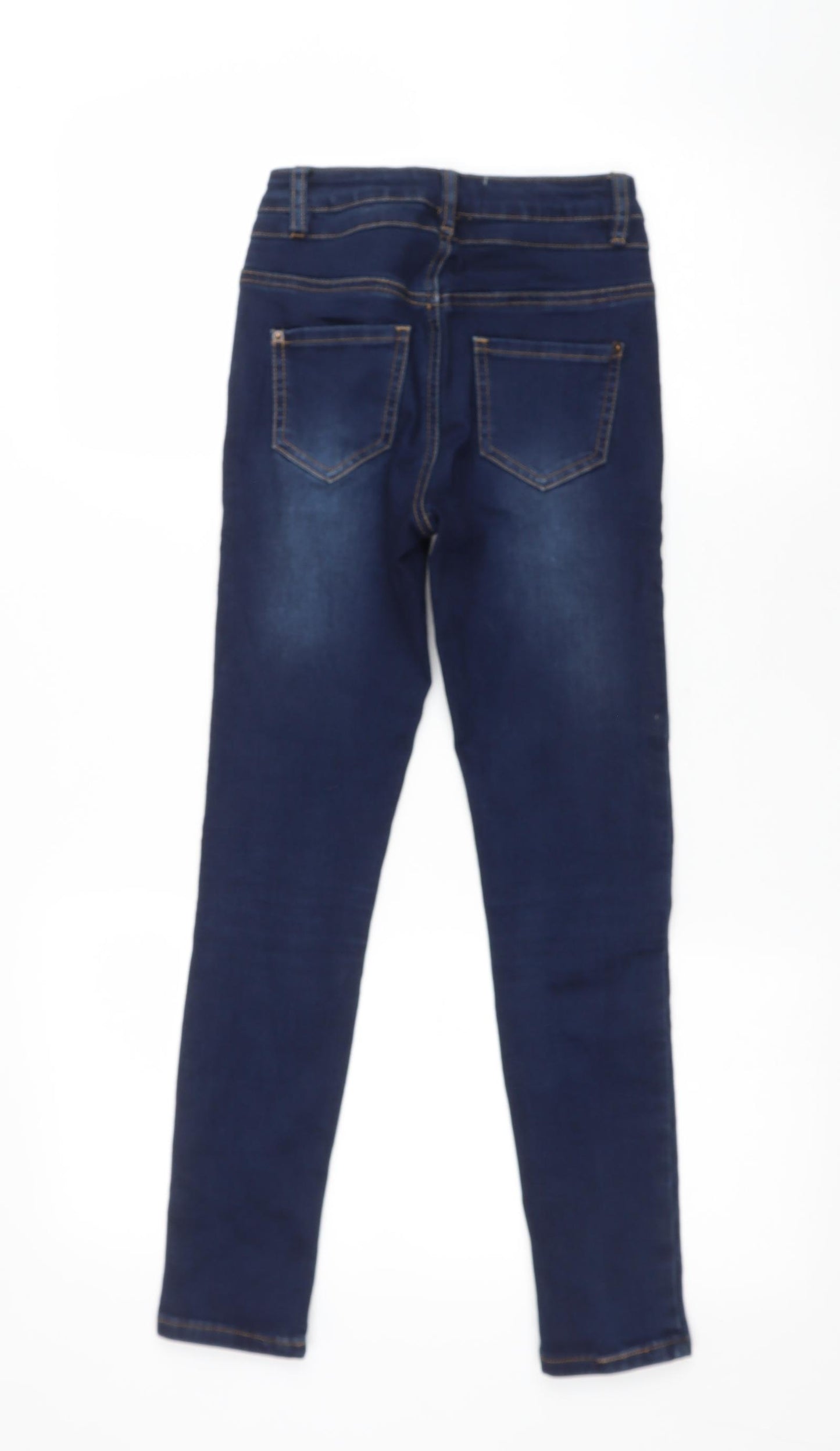 New Look Girls Blue Cotton Skinny Jeans Size 10 Years L24 in Regular Zip