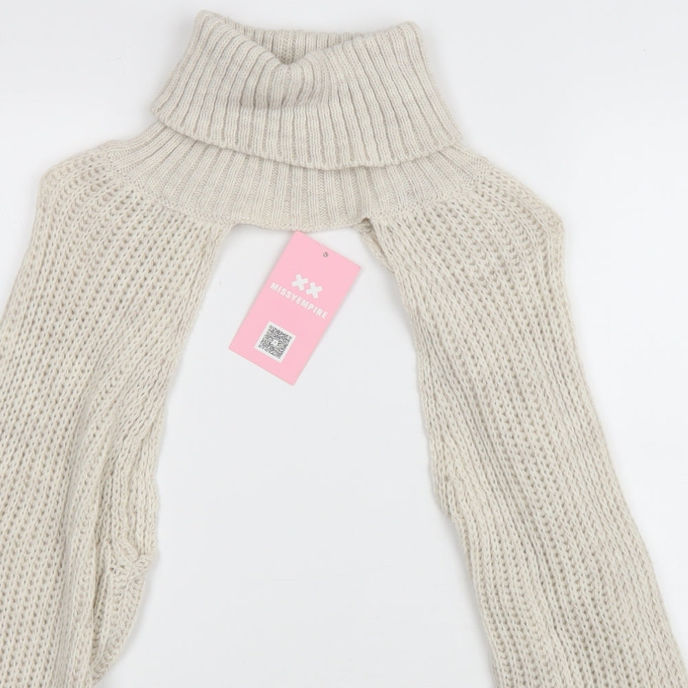 Missy Empire Womens Ivory Roll Neck Acrylic Pullover Jumper Size S