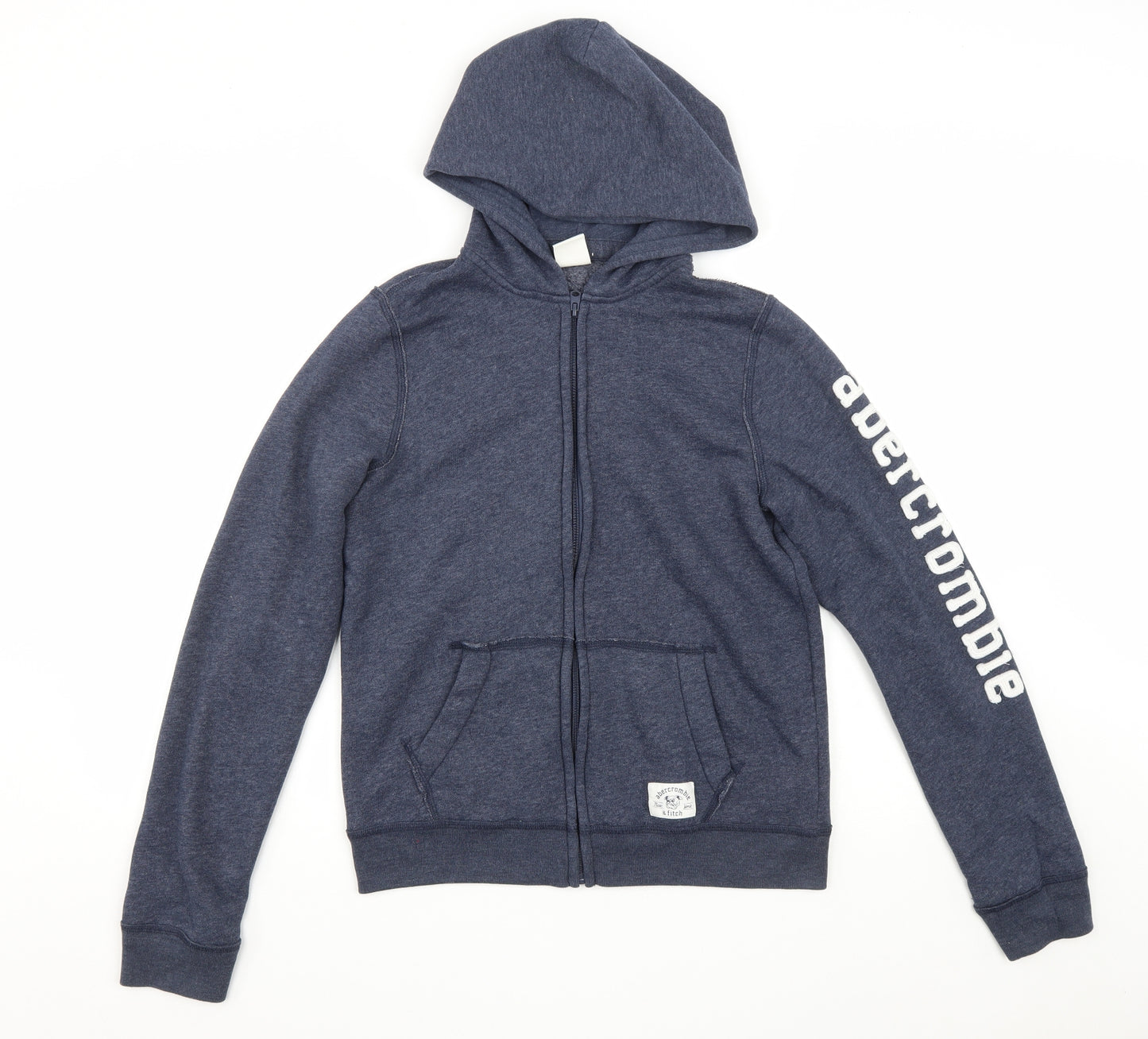 abercrombie kids Boys Blue Cotton Full Zip Hoodie Size XL Zip - Logo