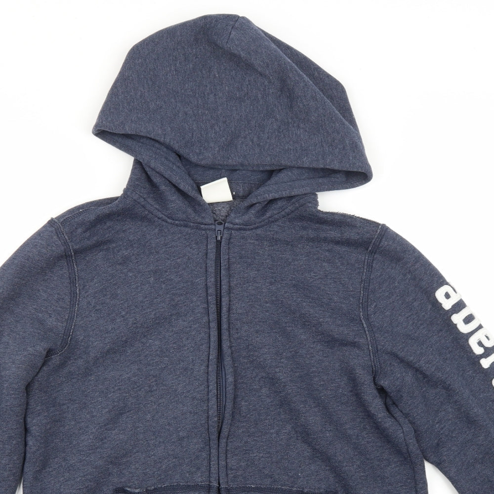 abercrombie kids Boys Blue Cotton Full Zip Hoodie Size XL Zip - Logo