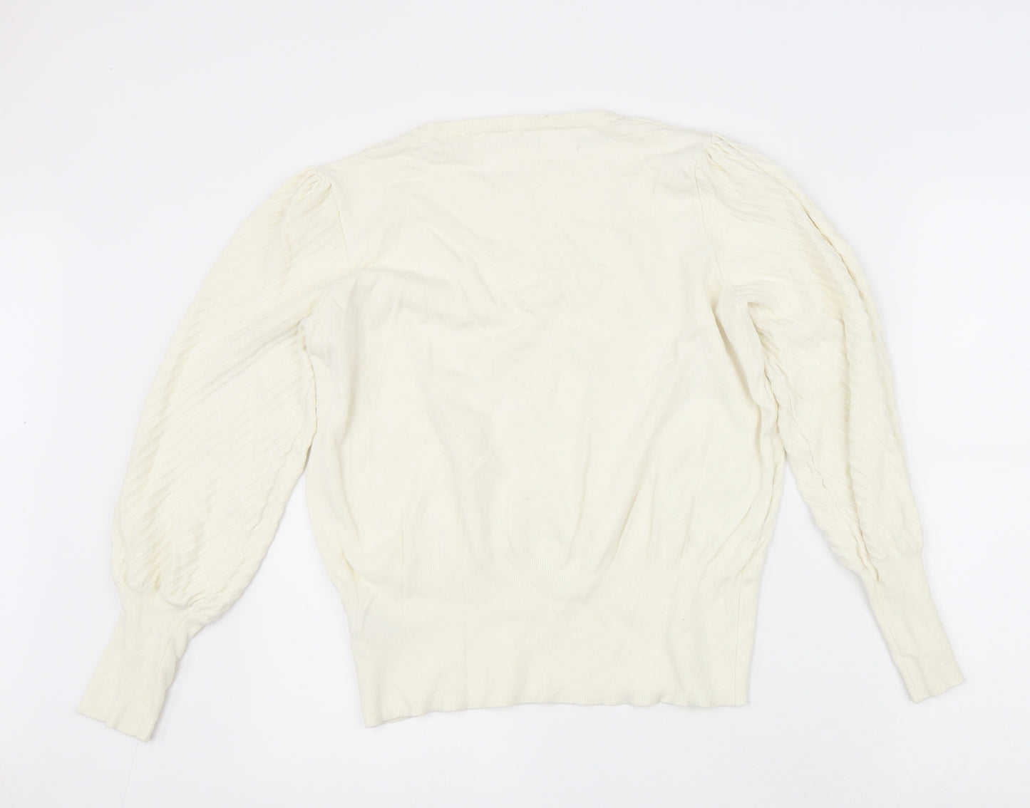 Marks and Spencer Womens Ivory Round Neck Viscose Pullover Jumper Size 18