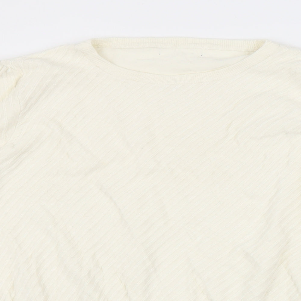 Marks and Spencer Womens Ivory Round Neck Viscose Pullover Jumper Size 18