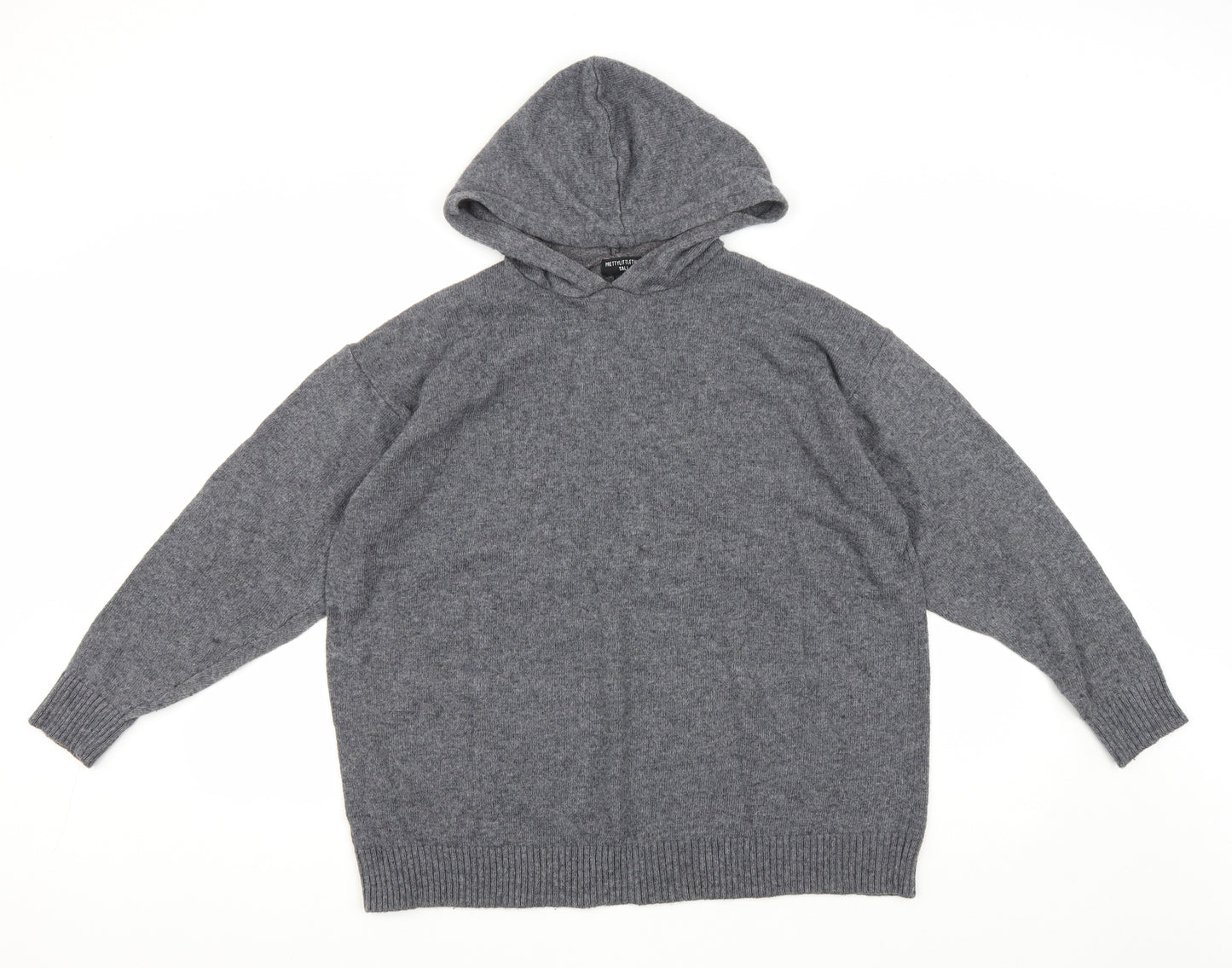 PRETTY LITTLE THING Womens Grey Round Neck Nylon Pullover Jumper Size M