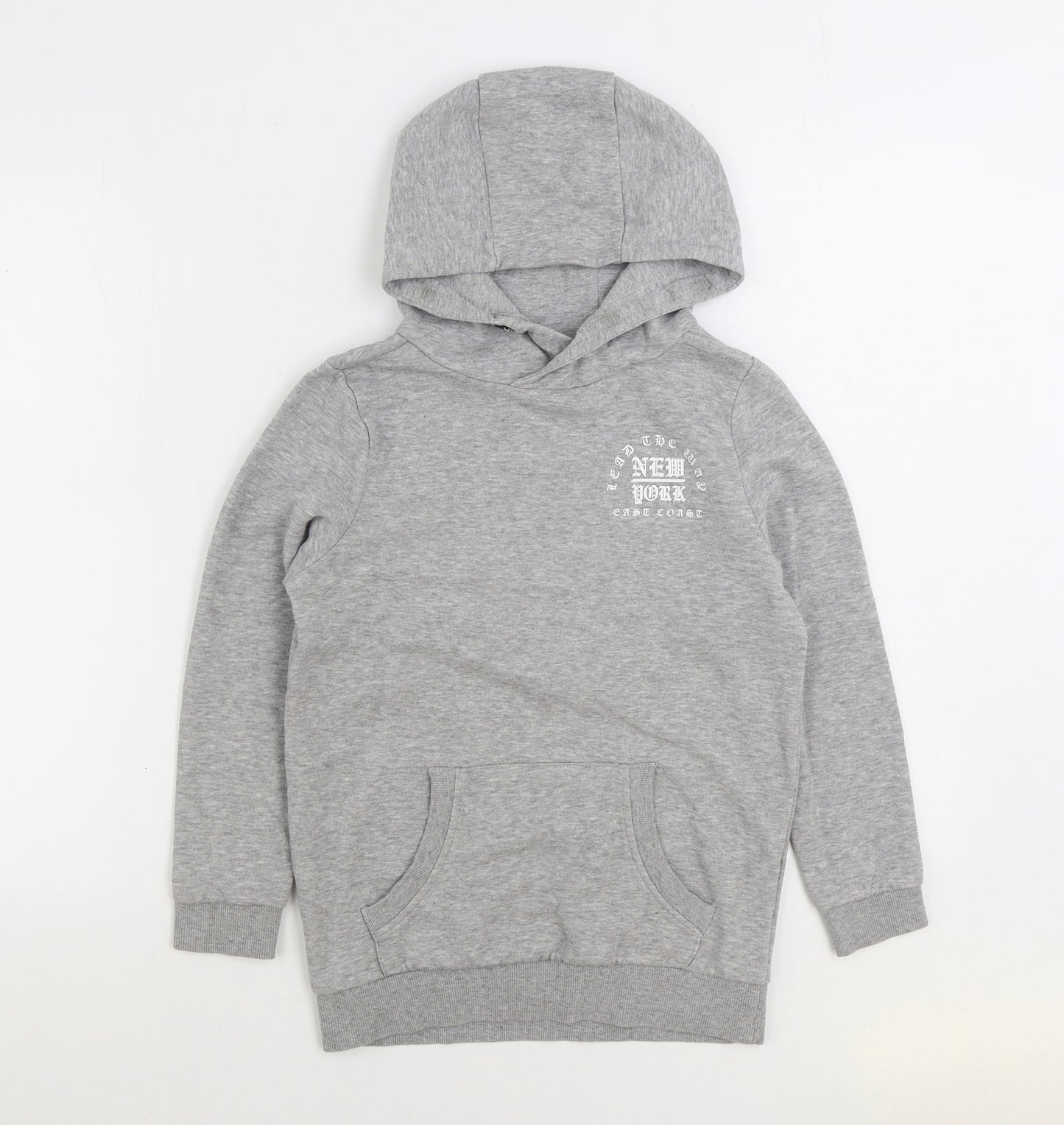 F&F Boys Grey Cotton Pullover Hoodie Size 9-10 Years Pullover - New York