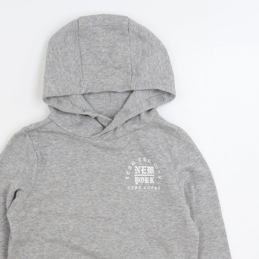 F&F Boys Grey Cotton Pullover Hoodie Size 9-10 Years Pullover - New York