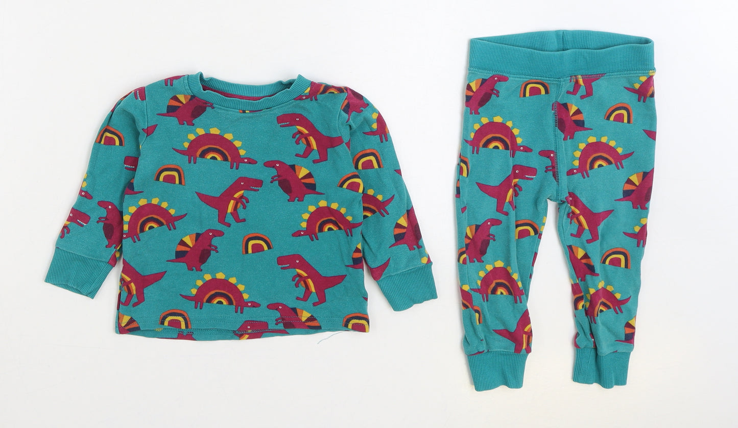 NEXT Boys Blue Geometric 100% Cotton Set Pyjama Set Size 12-18 Months Pullover - Dinosaur