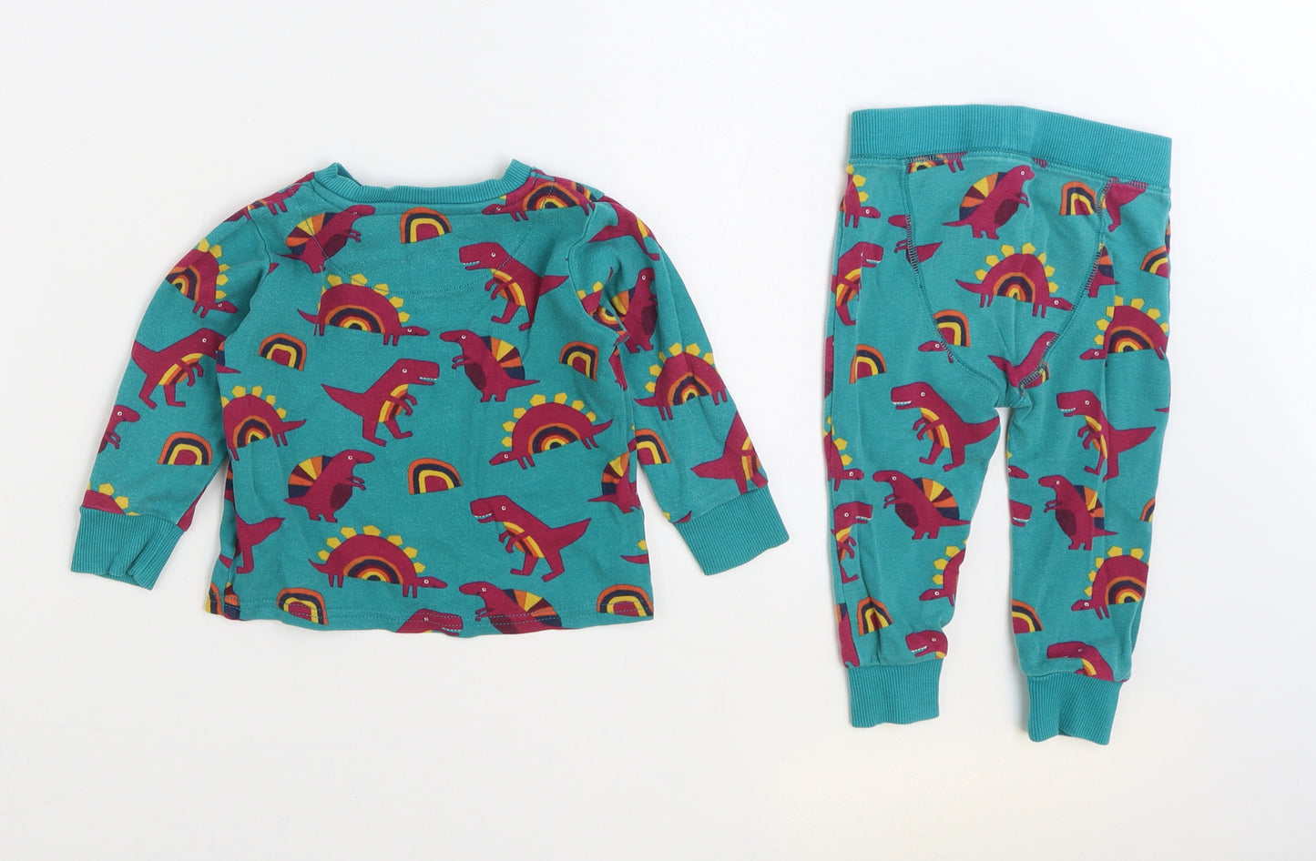 NEXT Boys Blue Geometric 100% Cotton Set Pyjama Set Size 12-18 Months Pullover - Dinosaur