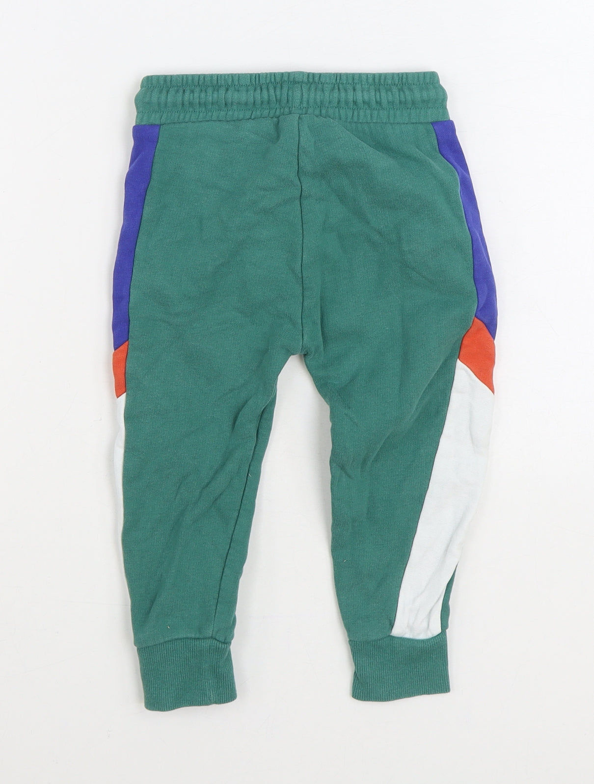 NEXT Boys Multicoloured Colourblock 100% Cotton Jogger Trousers Size 2-3 Years Regular Drawstring