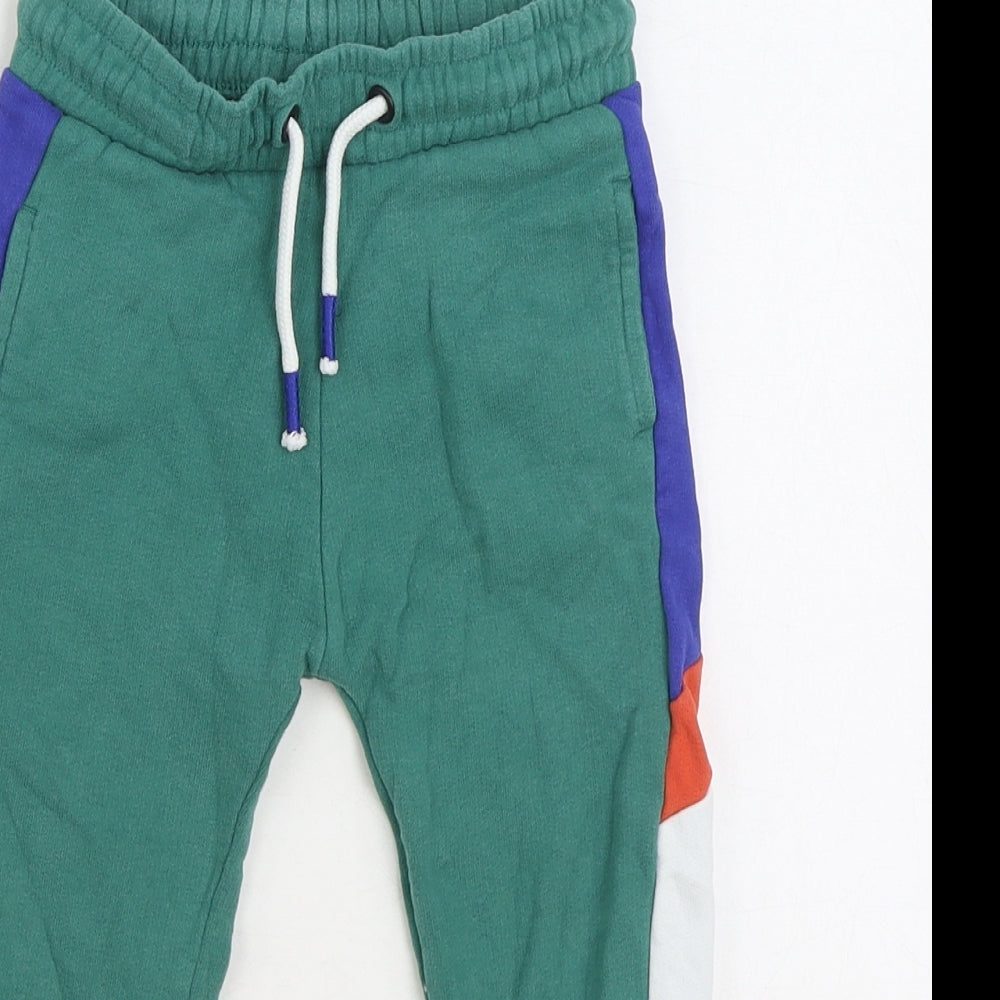 NEXT Boys Multicoloured Colourblock 100% Cotton Jogger Trousers Size 2-3 Years Regular Drawstring