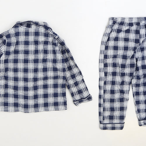 Primark Boys Blue Plaid 100% Cotton Pyjama Set Size 2-3 Years Button - Shirt