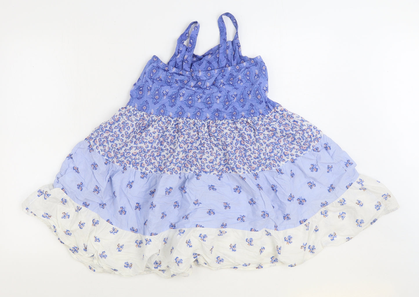 H&M Girls Blue Geometric 100% Cotton Trapeze & Swing Size 8-9 Years Square Neck Pullover