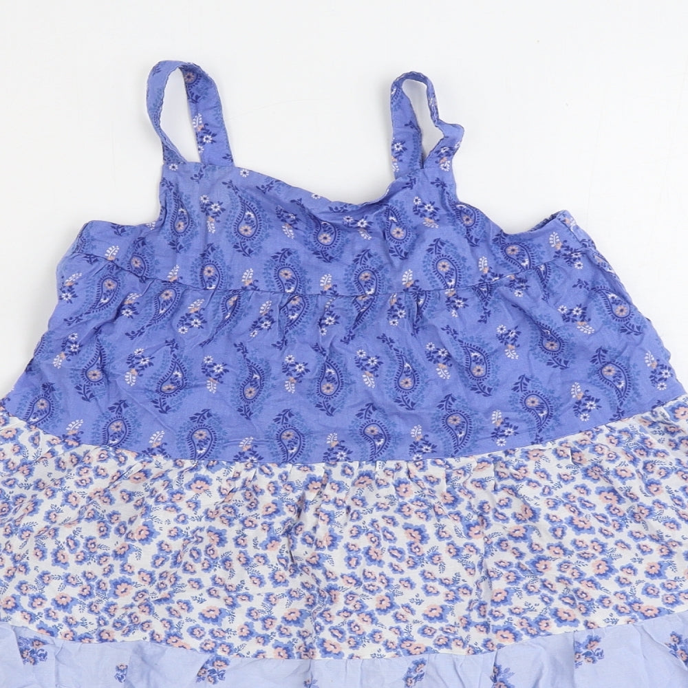 H&M Girls Blue Geometric 100% Cotton Trapeze & Swing Size 8-9 Years Square Neck Pullover
